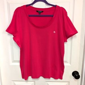 Lauren Ralph Lauren Basic Short Sleeve T-Shirt Pink Scoop Neck XXL
